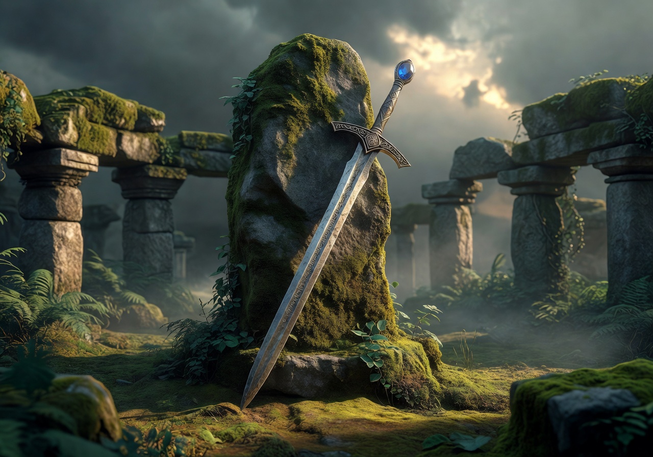 Glowing Fantasy Sword representing Arthur's Legacy Game